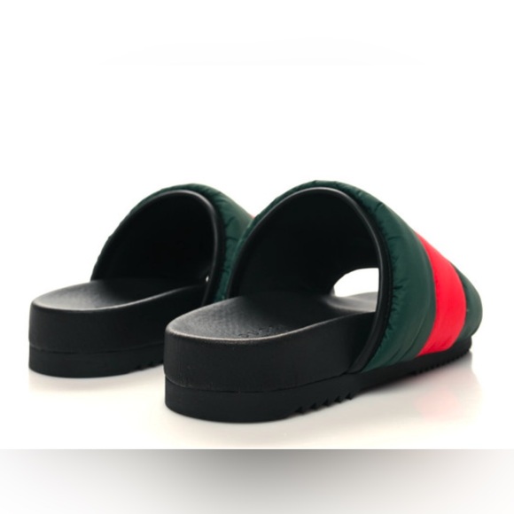 CONSIGNED-
GUCCI Nylon Web Womens Slide Sandals 37 (7) Black Green Red - Picture 3 of 9